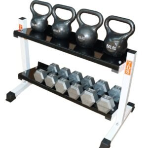 COMBO RACK 36" FOR KETTLEBELLS & DUMBELLS in use