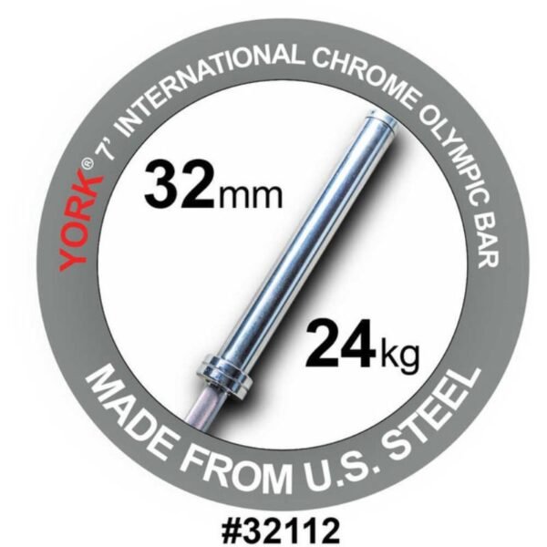York (#32112) 7' Hard Chrome Olympic Bar