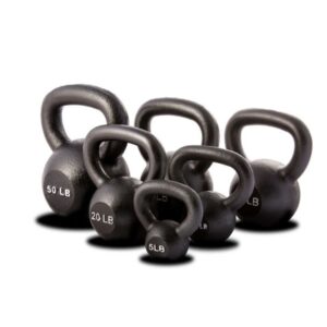 York (5-80 lb) Cast Iron Kettlebells w/ Rack