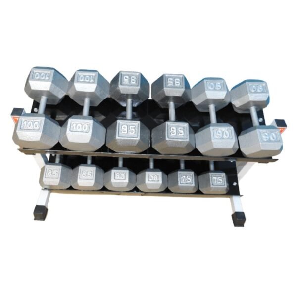 top view of storage rack with weights