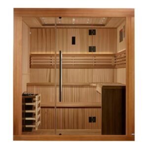 Golden Designs 2025 Updated "Osla Edition" 6 Person Traditional Sauna - Canadian Red Cedar Interior and Pacific Premium Clear Cedar Exterior
