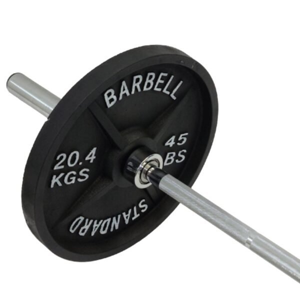 upclose of weights on 300 lb. OLYMPIC BARBELL SET