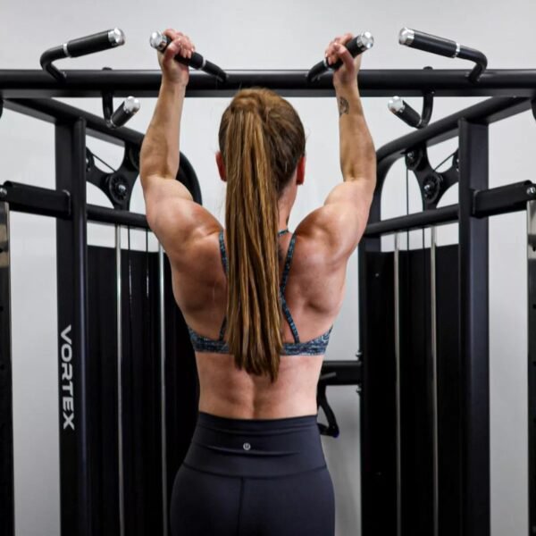 chick using Vortex Functional Trainer, Double Stack 160LB Cable Pull Station Trainer