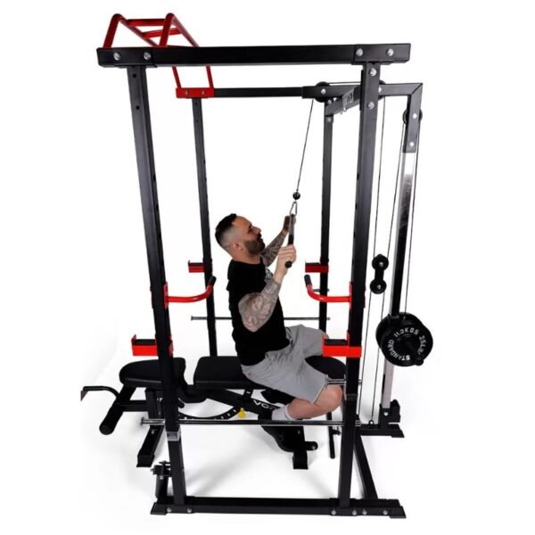 lat pull down in Olympic Squat Cage 1000 lb Weight Capacity Included with LAT Pulldown System