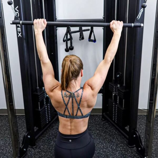 chick using Vortex Functional Trainer, Double Stack 160LB Cable Pull Station Trainer