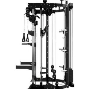 Commercial Home Gym - Smith Machine w/ Twin Cross Cables, Built-in 2*80 kg Stack Weights- Deluxe Comes with Bench & Plate Weights