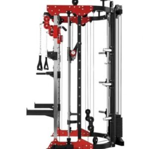 Commercial Home Gym - Smith Machine w/ Twin Cross Cables, Built-in 2*80 kg Stack Weights- Deluxe Comes with Bench & Plate Weights