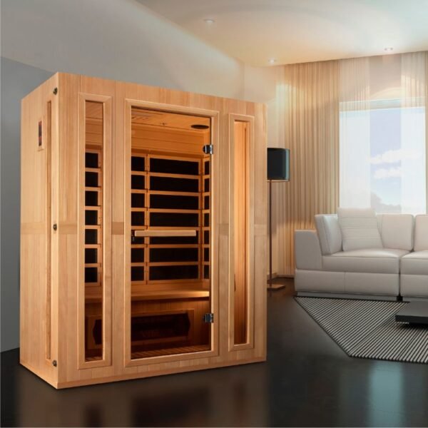 GoldenDesign MX-LS3-01 Maxxus "Trinity" Dual Tech 3 person Low EMF FAR Infrared Sauna Canadian Hemlock
