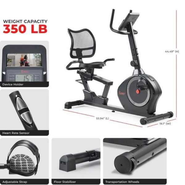 Sunny Smart Magnetic Heavy Duty Recumbent Bike
