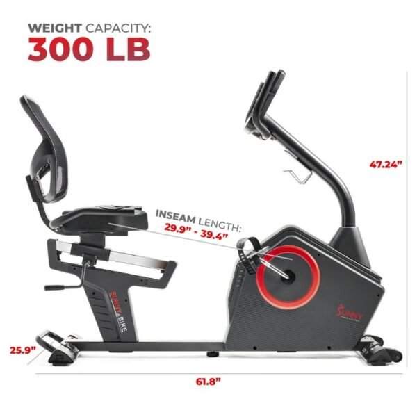 Sunny Smart Programmable 16 Levels Electro-Magnetic Resistance Recumbent Exercise Bike