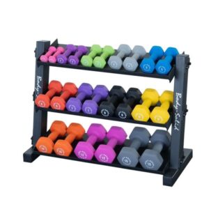 Body-Solid 3 Tier Horizontal 34" Vinyl or Neoprene Dumbell Rack