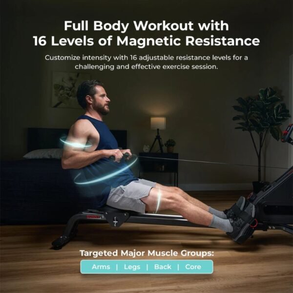 Sunny Premium Smart Ultra Quiet Dual Slide Rail Magnetic Rowing Machine