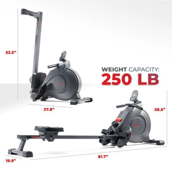 Sunny Smart Extra Long Slide Rail Magnetic Rowing Machine