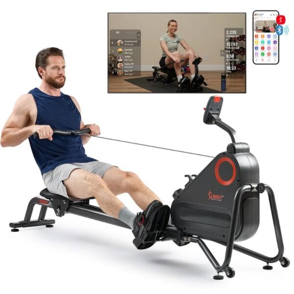 Sunny Premium Smart Ultra Quiet Dual Slide Rail Magnetic Rowing Machine