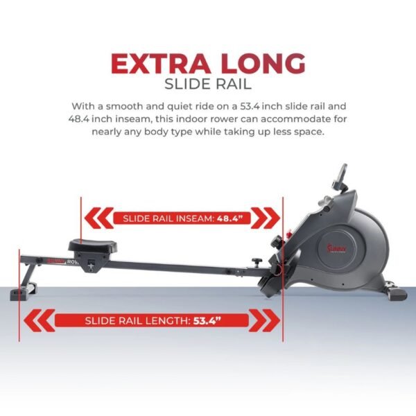 Sunny Smart Extra Long Slide Rail Magnetic Rowing Machine