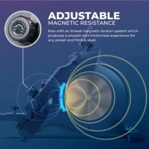Sunny Smart Extra Long Slide Rail Magnetic Rowing Machine